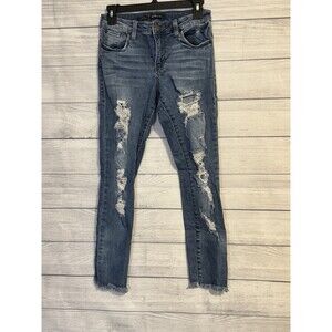 Women’s/Juniors STS Blue Emma Ankle Skinny Jeans – Destroyed Raw Hem – Size 26